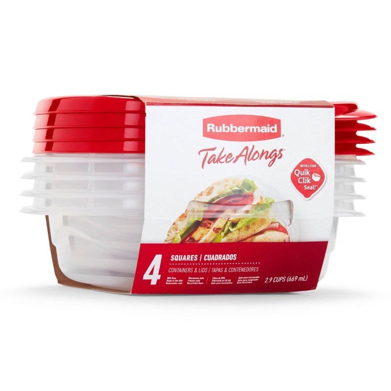 Food Storage Acrylic Containers - 4pc TakeAlongs Square 2.9 Cup Wadah