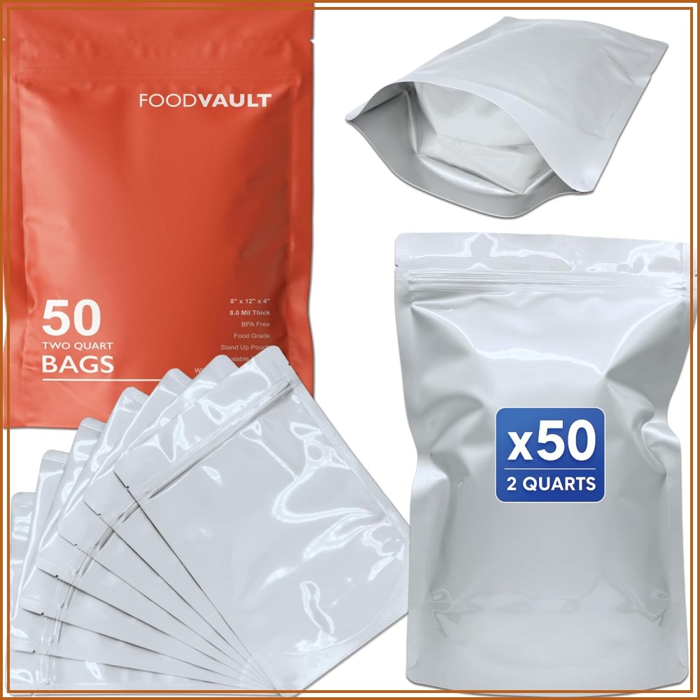 Food Storage 4 Quart - Kantong Mylar 2 Quart, Ketebalan Total
