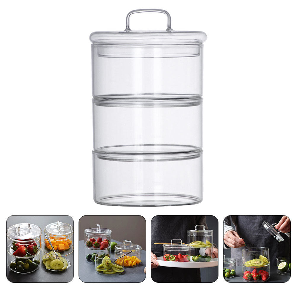 Food Storage Jar Glass - 1Set Wadah Penyimpanan Kaca Transparan, Wadah
