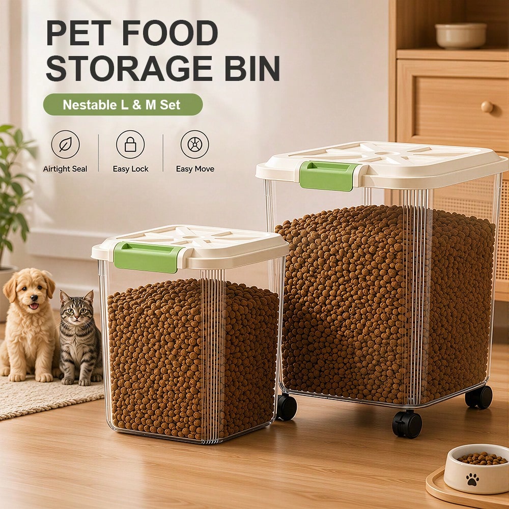 Food Storage With Wheels - 2PCS Set Wadah Penyimpanan Makanan Hewan