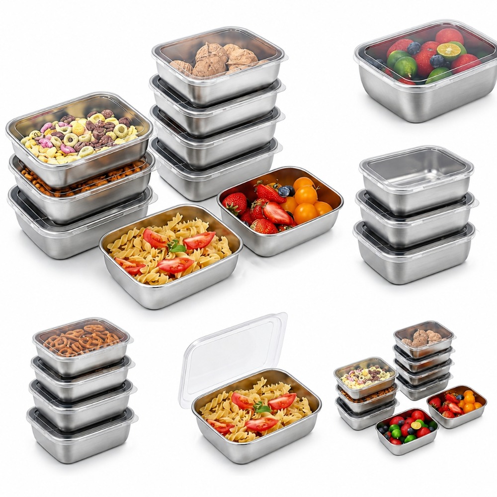 Food Storage Box Set - 6PCS Wadah Penyimpanan Makanan Stainless Steel