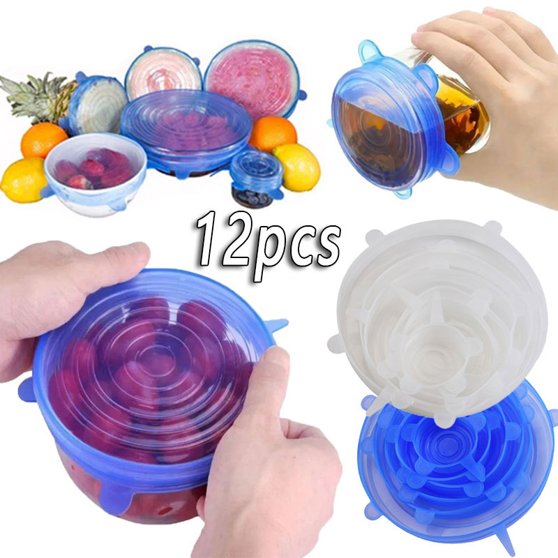 Silicone Stretch Lid - 6/12pcs Penutup Makanan Silikon Food Grade,
