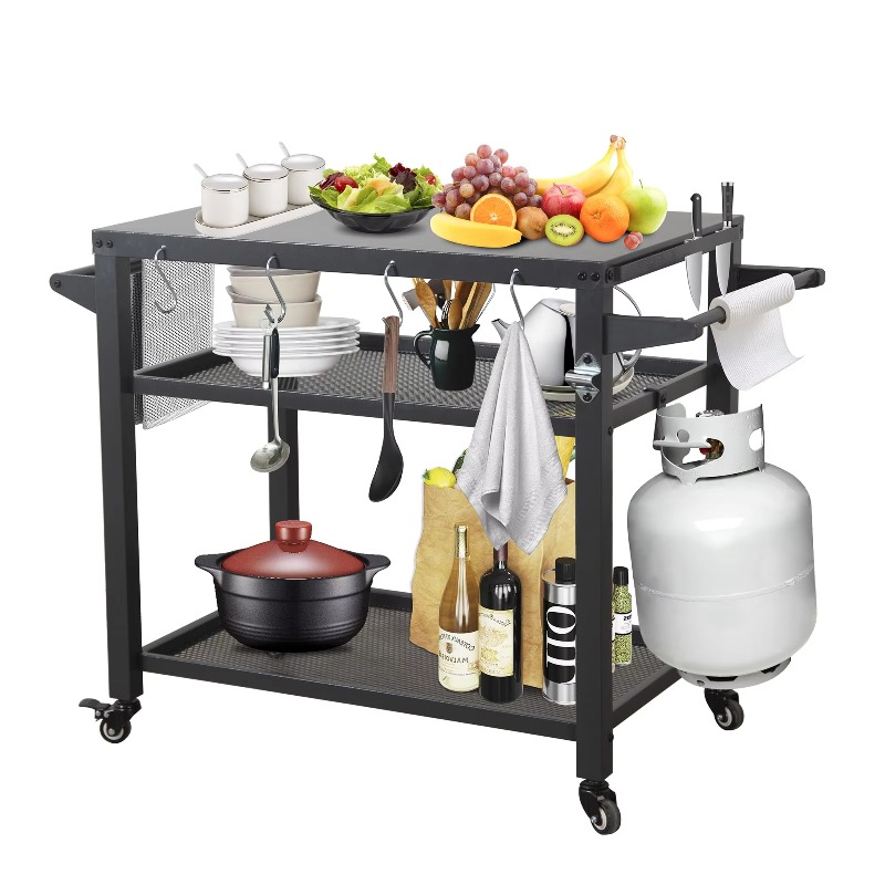 Food Storage With Wheels - Troli Meja Kerja BBQ Dapur Luar