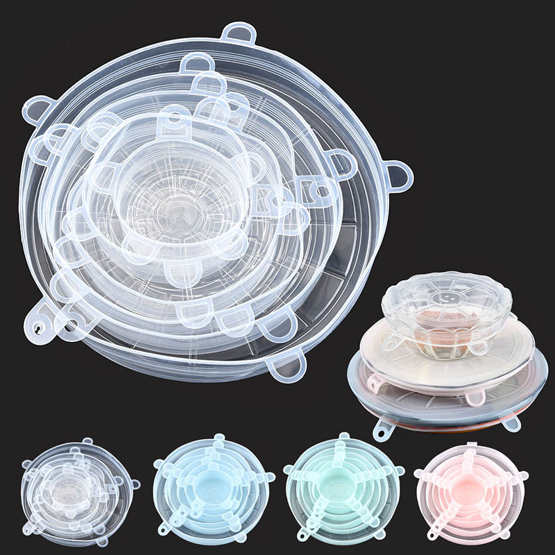 Silicone Stretch Lid - 6 buah Aksesori dapur Universal mangkuk