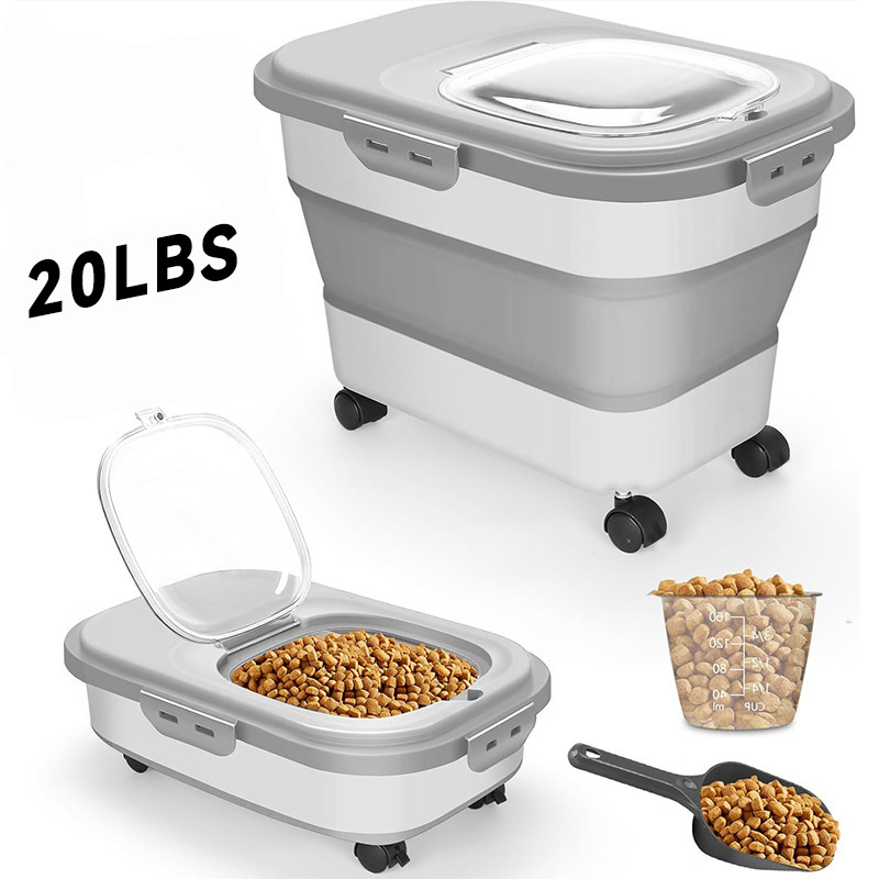 Food Storage With Wheels - Wadah Makanan Anjing Besar Lipat, Tempat