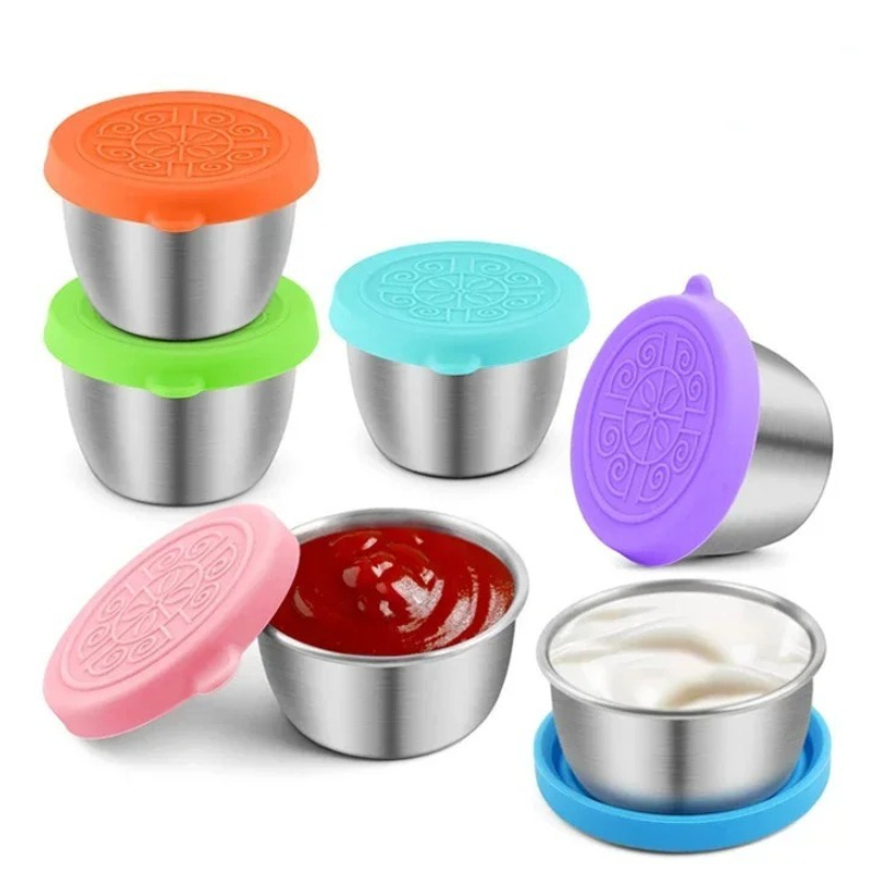 6 Buah/Set Wadah Saus Celup Ba - Silicone Stretch Lid ulasan dan harga