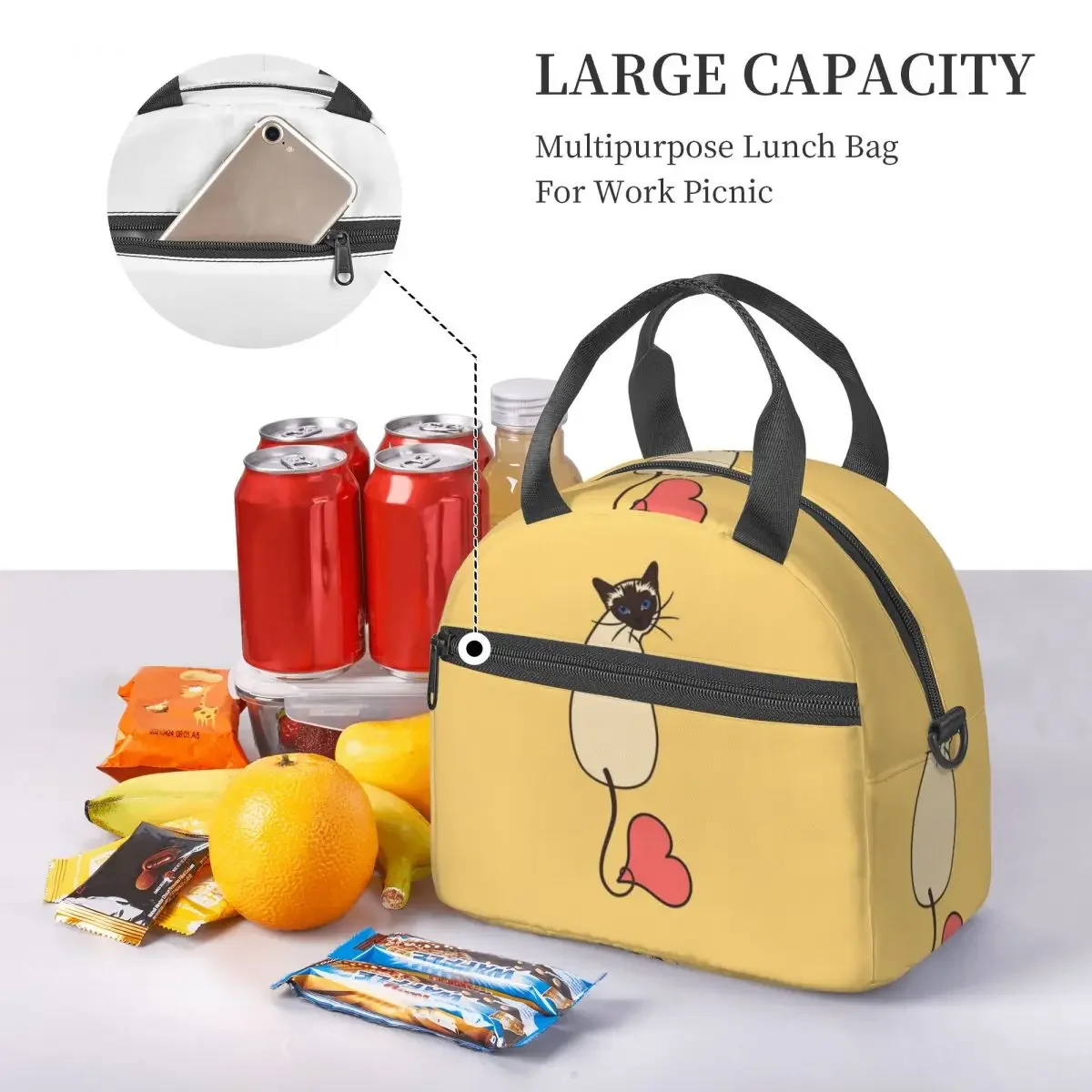 Love Siamese Cat-Yellow Tas Ma - Food Storage Yellow ulasan dan harga