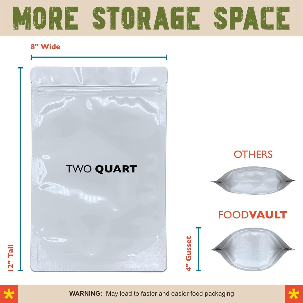 Kantong Mylar 2 Quart, Ketebal - Food Storage 4 Quart ulasan dan harga