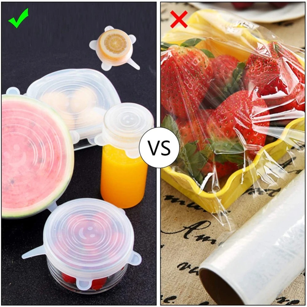 6 Buah Penutup Makanan Dapat D - Silicone Stretch Lid ulasan dan harga