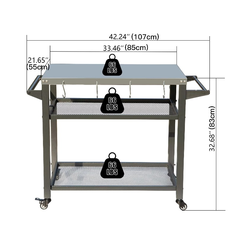 Troli Meja Kerja BBQ Dapur Lua - Food Storage With Wheels ulasan dan harga