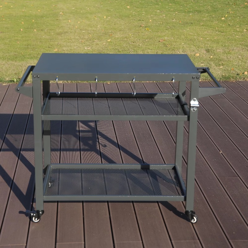 Troli Meja Kerja BBQ Dapur Lua - Food Storage With Wheels ulasan dan harga