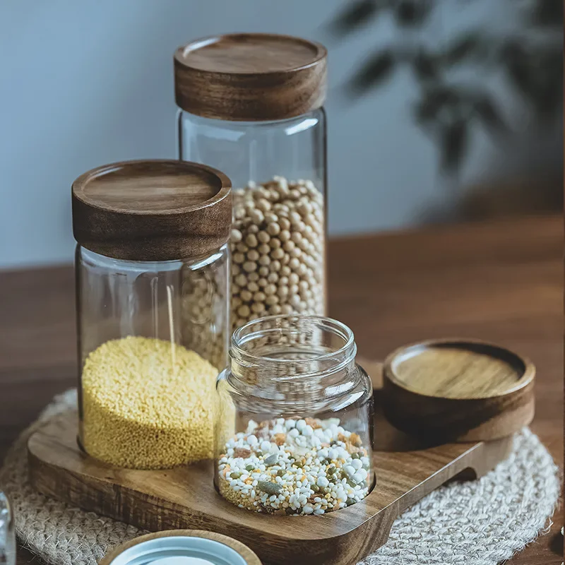 Wadah makanan tutup kayu, wada - Food Storage Jar Glass ulasan dan harga