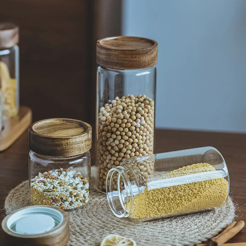 Wadah makanan tutup kayu, wada - Food Storage Jar Glass ulasan dan harga